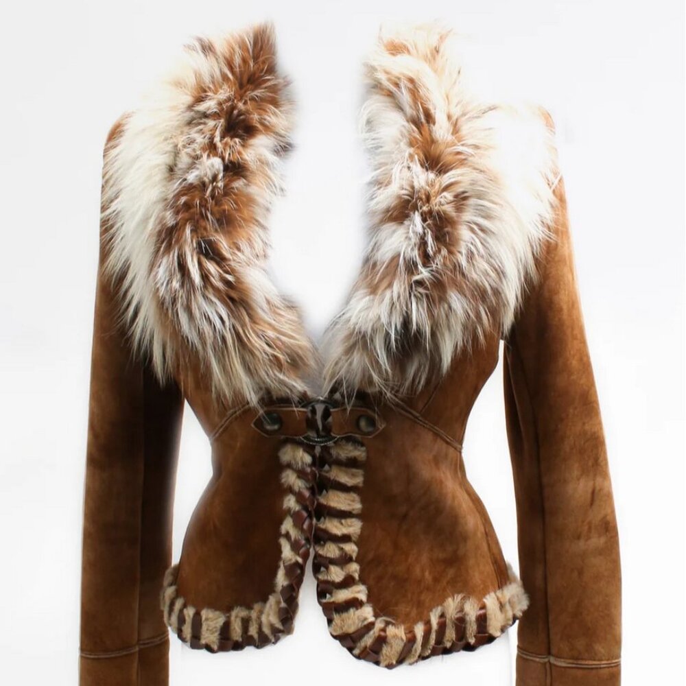 Vintage Roberto Cavalli Real Fox Fur Shearling Jacket